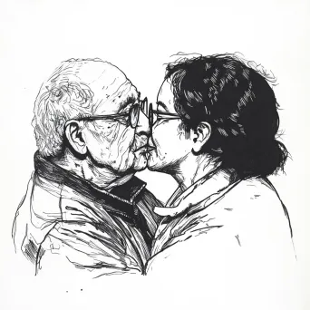 Minimalist ink drawing showing the love of grandparents sketched in soft strokes - Image 3