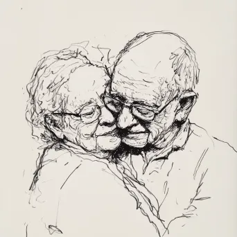 Minimalist ink drawing showing the love of grandparents sketched in soft strokes - Image 4