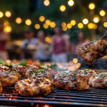 Grill Master Flipping Chicken Thighs