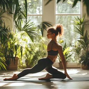 Woman stretching in a bright yoga studio. - Image 3