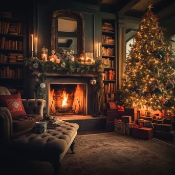 Cozy Christmas living room with a lit tree and decorations - Image 3