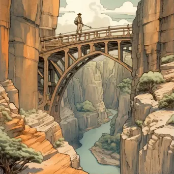 Explorer Crossing Canyon on Bridge - Image 1