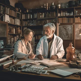 Elderly doctor consulting with middle-aged woman in office - Image 3