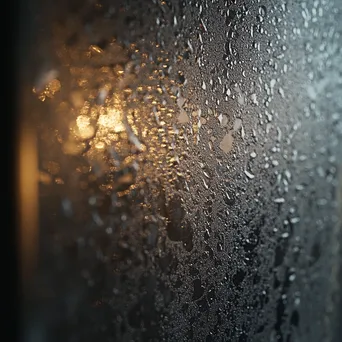 Close-up of intricate ice crystal patterns on fogged glass. - Image 4