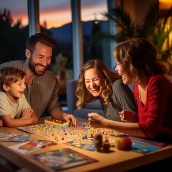 Family enjoying a lively game night with kids laughing around the table. - Image 2