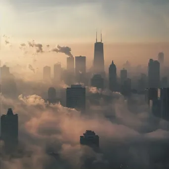 Smog enveloping downtown skyline, depicting city air pollution - Image 2