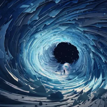 Blue-themed low poly illustration of a wormhole entrance in space - Image 1