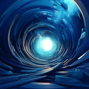 Blue-themed low poly illustration of a wormhole entrance in space - Image 4