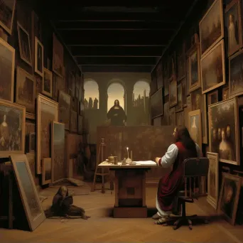 Leonardo da Vinci painting the Mona Lisa in his studio - Image 2