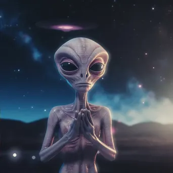 Friendly alien offering cosmic apology for 