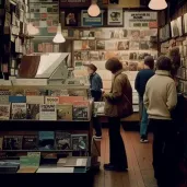 Image of a 1970s vinyl record store with rows of albums and posters - Image 3