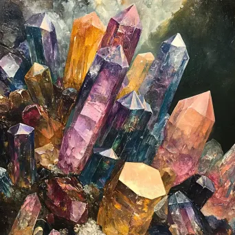 Impressionistic depiction of a prismatic collection of mineral crystals - Image 3