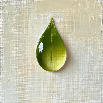 Colorful minimalistic oil painting focusing on a single raindrop on a leaf - Image 2