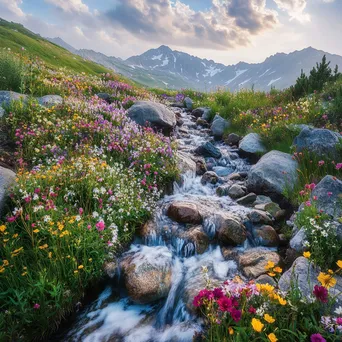 Cascading Wildflowers at Dawn