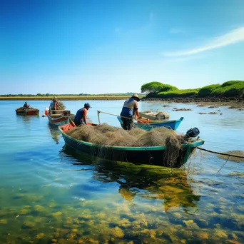 Fishermen casting nets in a vibrant coastal estuary - Image 3