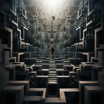 Surreal mind maze with floating stairs and twisted pathways - Image 2