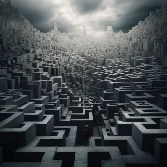 Surreal mind maze with floating stairs and twisted pathways - Image 3