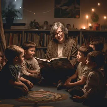 Teacher reading to children during storytime - Image 1