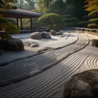 Symmetrical zen garden with aligned rocks - Image 2