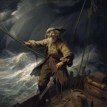 Pirate captain steering ship through storm in image prompt - Image 3