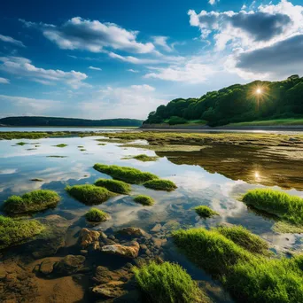 Lush vegetation in coastal estuary where river meets ocean - Image 3