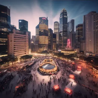 Busy city square at night with glowing skyscrapers and city lights - Image 3