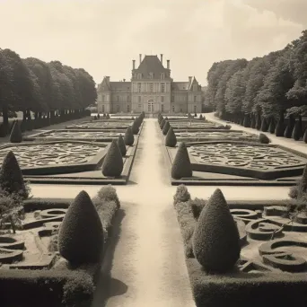 French garden with manicured lawns and chateau in background - Image 3