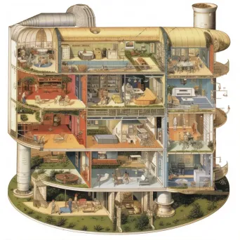 Detailed cross-section of a space habitat with living quarters - Image 1