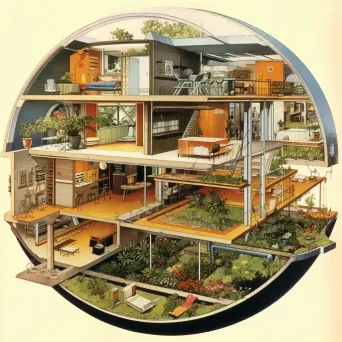 Detailed cross-section of a space habitat with living quarters - Image 3