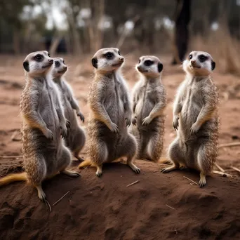 Playful meerkats standing on their hind legs. - Image 2