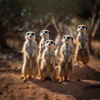 Playful meerkats standing on their hind legs. - Image 3