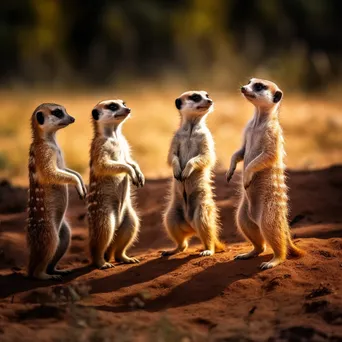 Playful meerkats standing on their hind legs. - Image 4