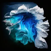 Image of a melting glacier due to global warming with blue water and white ice - Image 1