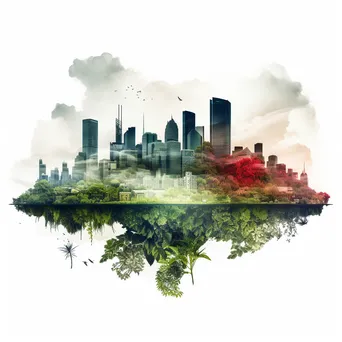 Double exposure image of a city skyline and nature - Image 3