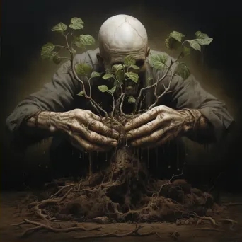 Illustration of hands planting a seedling in fertile soil - Image 2