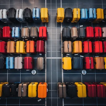 Aerial shot of luggage on conveyor belt at airport - Image 2