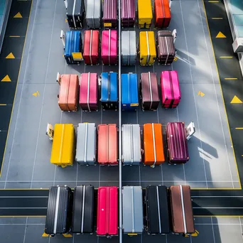 Aerial shot of luggage on conveyor belt at airport - Image 3