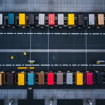 Aerial shot of luggage on conveyor belt at airport - Image 4