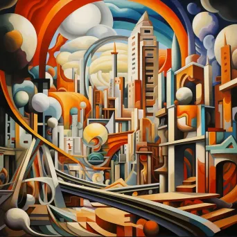 Cubist Futuristic Cityscape