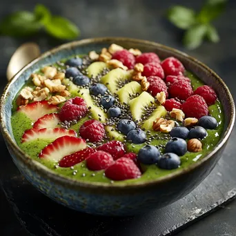 Smoothie bowl topped with various fruits - Image 1