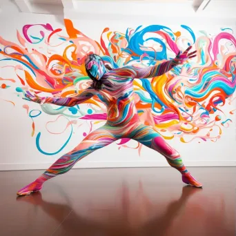 Dancer with vibrant body paint showcasing artistic transformation - Image 3