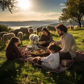 Shepherd Family Picnic with Flock