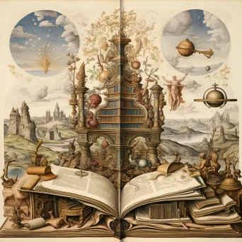 Open book with mystical symbols and illustrations symbolizing mystical knowledge - Image 1