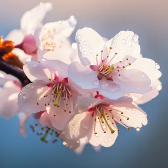 Close-up of dew-kissed cherry blossoms in morning light - Image 4