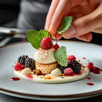 Garnished Dessert with Fresh Berries