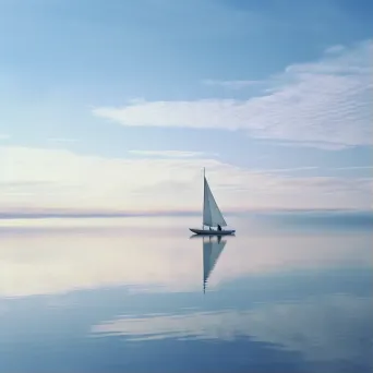 Image of a solitary sailboat on a vast and endless ocean - Image 1