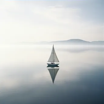 Image of a solitary sailboat on a vast and endless ocean - Image 3