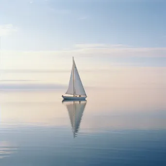 Image of a solitary sailboat on a vast and endless ocean - Image 4