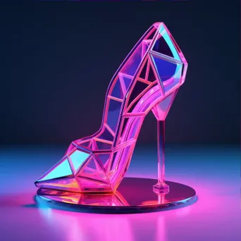 Neon-colored, low poly, geometric high heels in Vaporwave style - Image 3