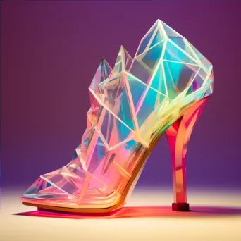 Neon-colored, low poly, geometric high heels in Vaporwave style - Image 4